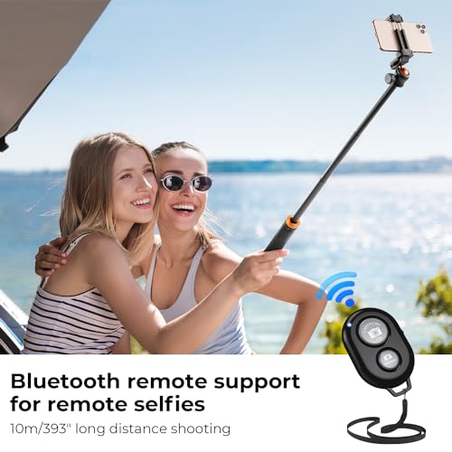 K&F Concept 62'' Phone Selfie Stick Tripod, 2-in-1 Lightweight Cellphone Holder and Camera Stand with Remote, Extendable Adapter for GoPro, Compatible with iPhone/Android Phone/GoPro/Camera - Medaid International
