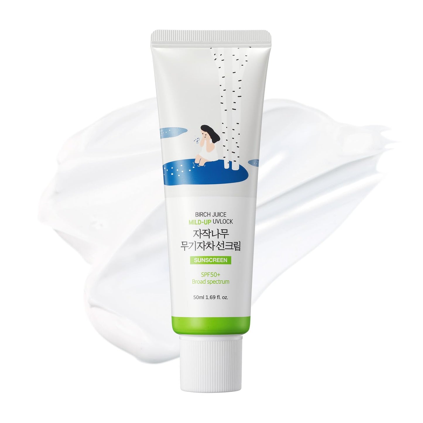 ROUND LAB Birch Juice Mild-up Sunscreen UV LOCK 1.69 Fl Oz | SPF 50+ broad spectrum, Mineral Zinc Oxide, for Sensitive Skin, Control Oil and Sebum, Korean Sunscreen - Medaid International