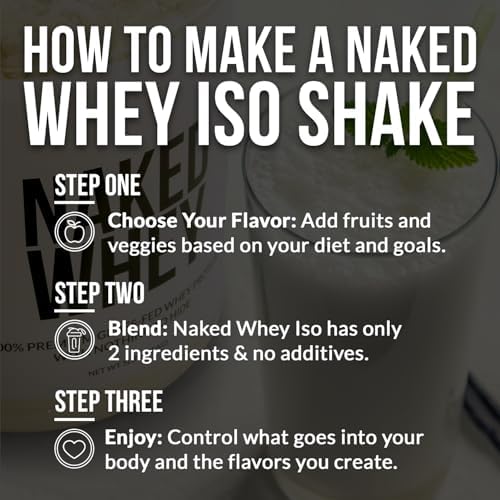 NAKED Whey Isolate Protein - Only 2 Ingredients, 30g Grass-Fed Protein, Zero Carb, Unflavored, Undenatured, Non-GMO, No Soy, Gluten-Free, No Preservatives - 28 Servings|B0DJ3KYNQ5