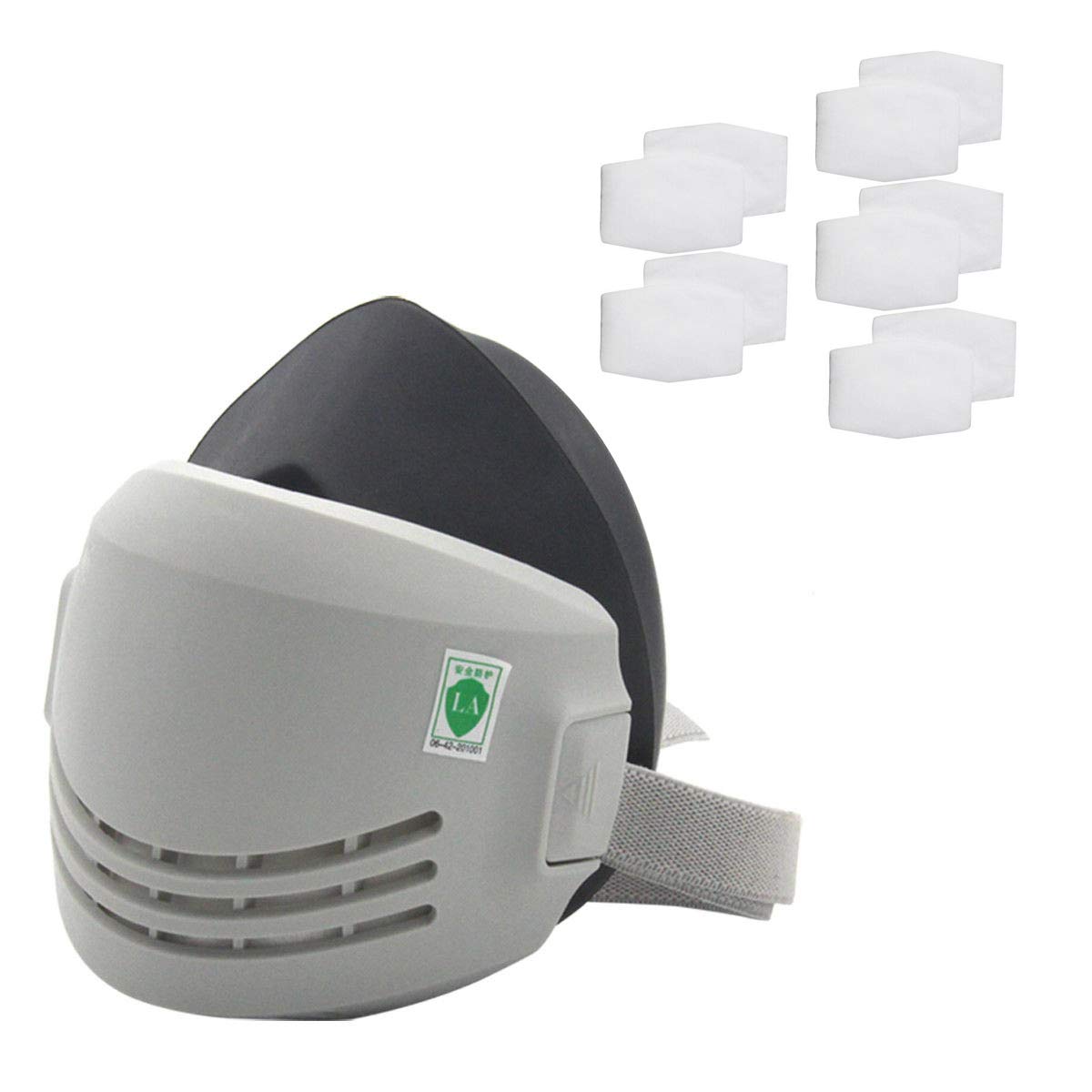 Reusable Dust Half Respirator Chemical Anti-Dust Paint Welding Safety Industrial Mask (1Pcs Rubber Mask+10 Pcs Cotton Filters)