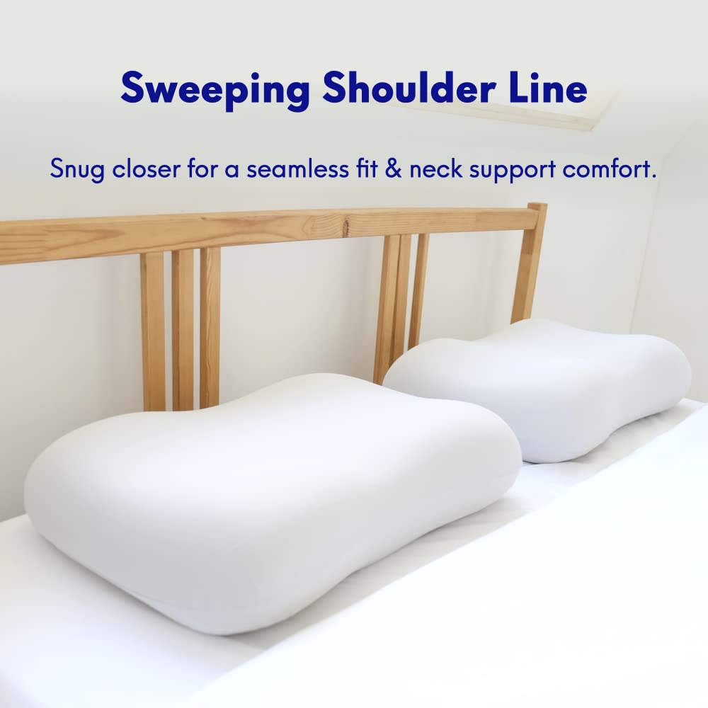 C CUSHION LAB Deep Sleep Pillow, Patented Ergonomic Contour Design for Side & Back Sleepers, Orthopedic Cervical Shape Gently Cradles Head & Provides Neck Support & Shoulder Pain Relief - Calm Grey - Medaid International