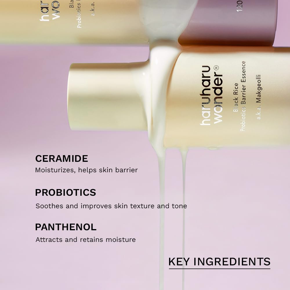 haruharu Wonder Black Rice Probiotics Barrier Essence, Skin Flooding & Layering, Strengthens Skin Barrier, Moisturizes, Glowy Radiant Skin, Ceramide & Panthenol, Holiday Stocking Stuffer, 4.05 fl.oz - Medaid International
