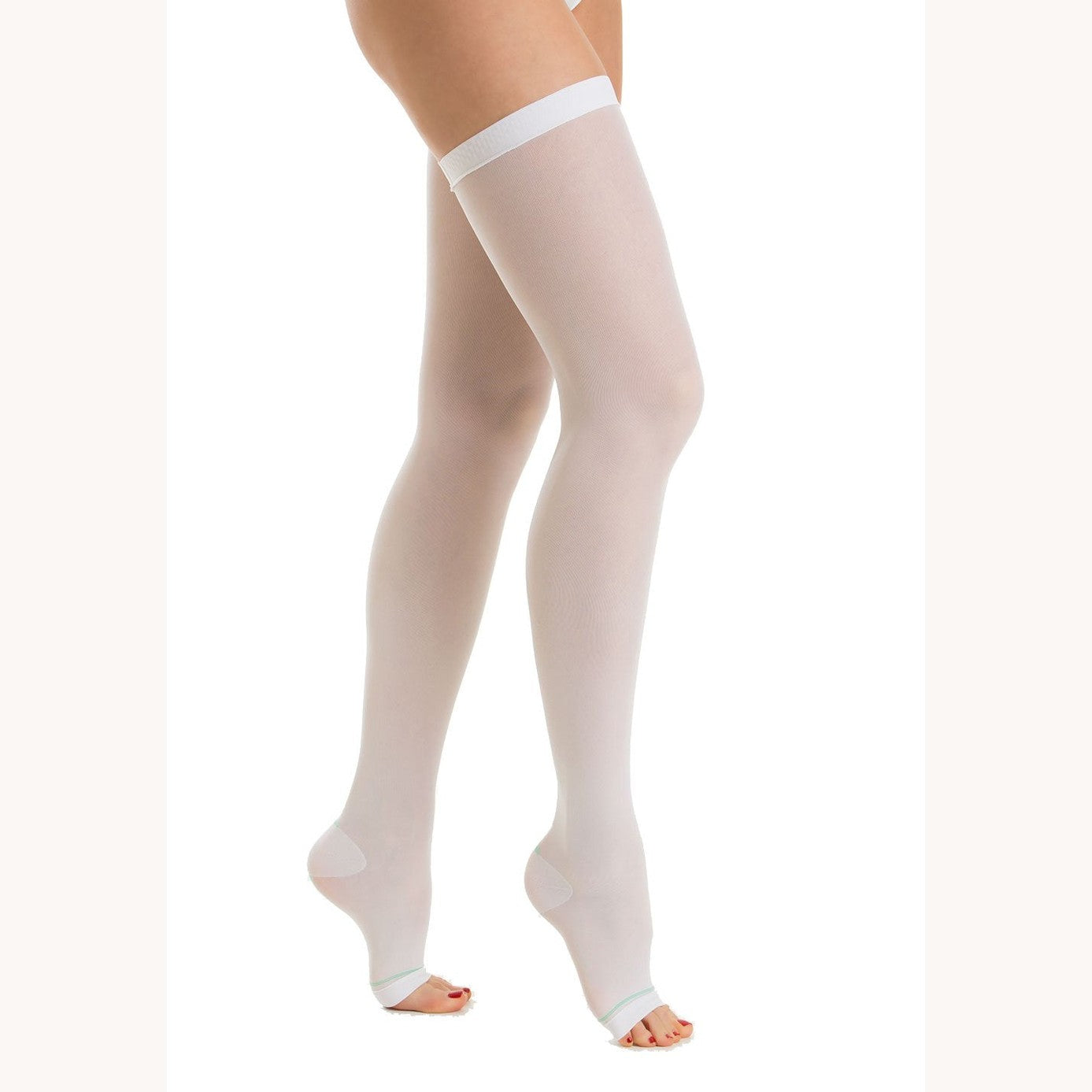 Relaxsan Compression Socks for Women and Men Made in Italy - 18-23 mmHg - Anti Embolism Stockings Open Toe - M0370A (2 Pairs - White, M) - Medaid International