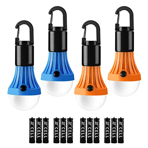 Libro - Battery-Powered Camping Lantern Set, Warm White and Daylight Modes, Hanging Lantern, Power Outage Lights, 4-Pack (AAA Batteries)