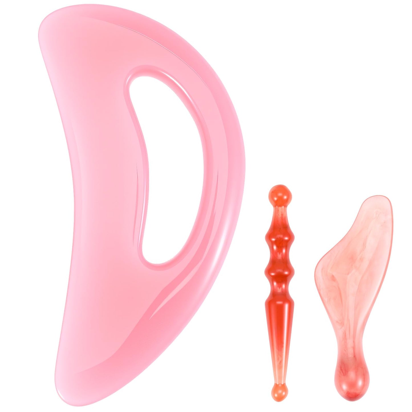 YBEATY Body Gua Sha Tool Cellulite Scraping Sculpting Guasha Tools Natural Resin Lymphatic Drainage Massager Tool for Face Back Neck Legs Man Women Birthday Festival (Pink) - Medaid International