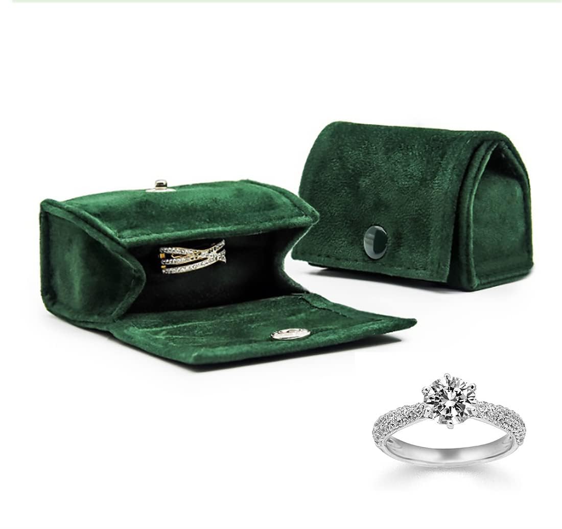 TERRIFI Vintage Ring Box, Jewelry Gift Display Holder Case, Ideal for Wedding, Proposal, Engagement Ceremony, Elegant Ring Storage Box (Green)