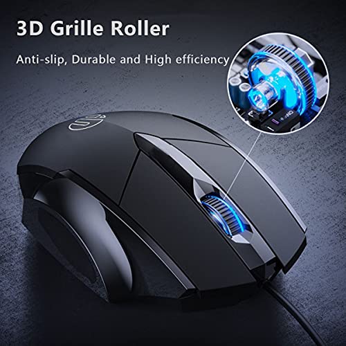 Censprin - Wired Silent Click Optical Mouse, Ergonomic Design for Home & Office