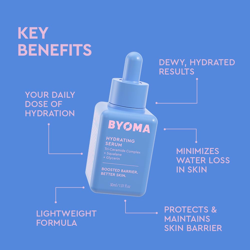 BYOMA Hydrating Serum - Moisturizing Facial Serum with Squalane, Glycerin & Ceramides - Hydrating for Glowing, Dewy Skin - 1.01 fl. oz - Medaid International