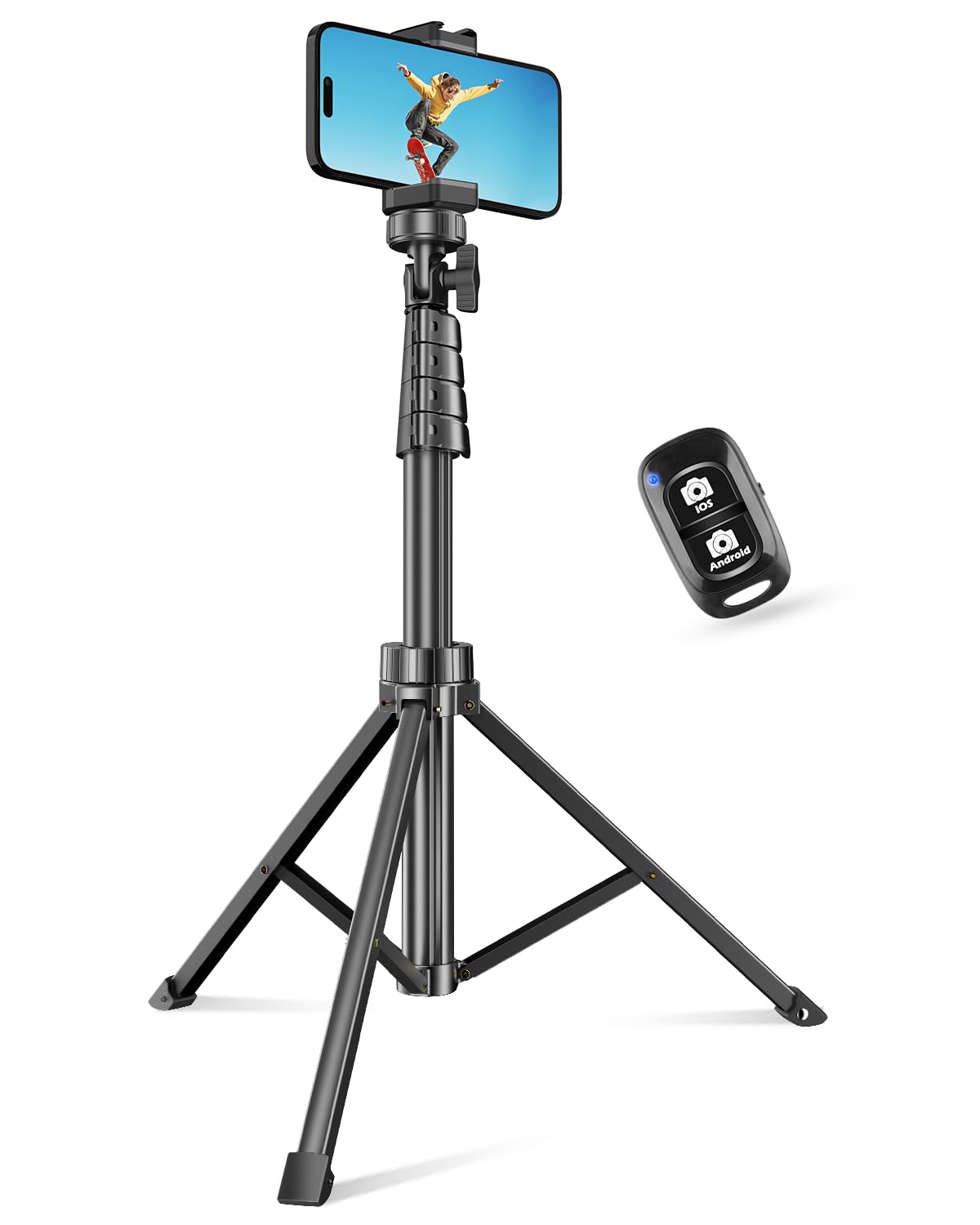 SENSYNE 62" Phone Tripod & Selfie Stick, Extendable Cell Phone Tripod Stand with Wireless Remote and Phone Holder, Compatible with iPhone Android Phone, Camera - Medaid International