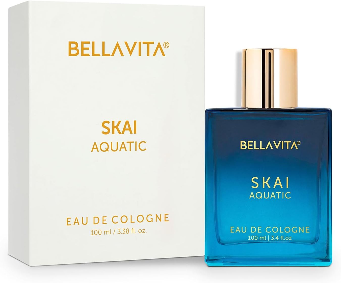 BellaVita Luxury SKAI Aquatic Unisex Cologne (3.48 fl.oz) Gift | Unisex Fresh Cologne Perfume | Long-Lasting Body Mist with Bergamot & Pink Pepper | Clean, Natural & Cruelty-Free Vanilla Perfume - Medaid International