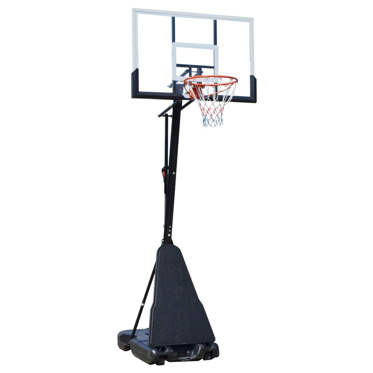 Basketball Hoop 120cm Backboard Portable Basketball Goals Outdoor and Portable Wheels, 2.45-3.05m Stepless Regulation Crank Adjust Basketball Goal System