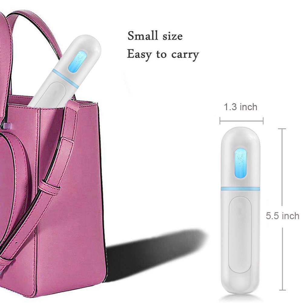 TERRIFI Nano Facial Mister, Portable Mini Cool Mist Facial Steamer Moisturizing Hydrating Face Sprayer for Skin Care, Makeup, Cleaning Pores, Eyelash Extensions, Summer Cool (White)