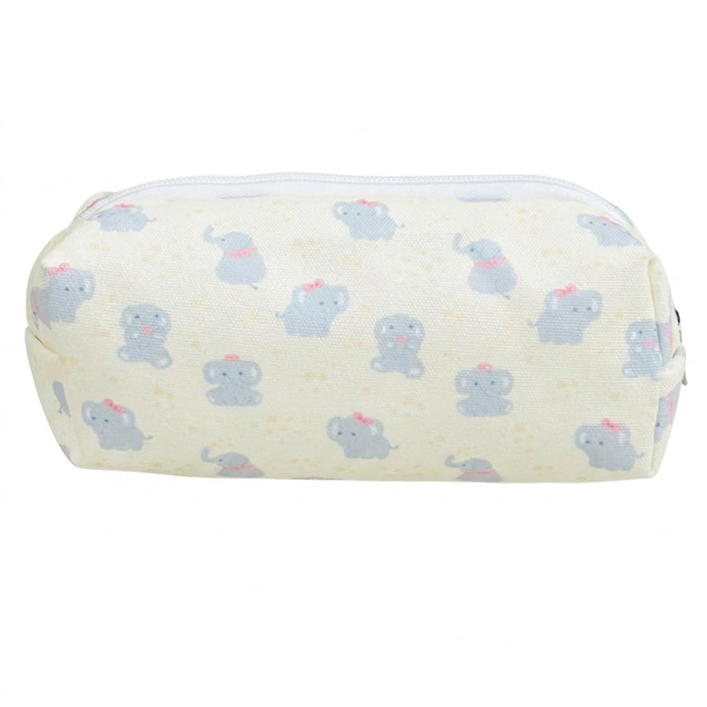 Star Wish Elephant Pencil Case, Large Capacity Canvas Pen Pouch for Students, Cute Kawaii Stationery Organizer Bag with Adorable Elephant Design, Portable Storage Makeup Bag for Girls School Office