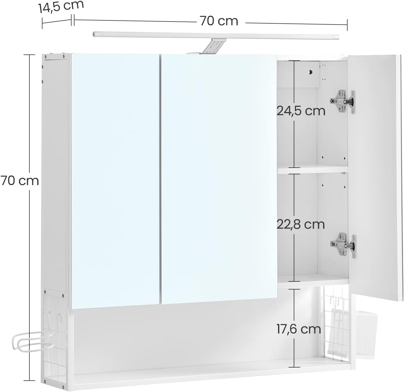 VASAGLE Bathroom Cabinet with LED Lighting