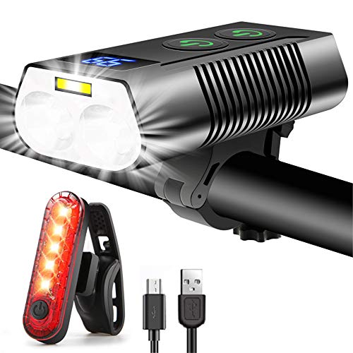 Rehkittz - 3300 Lumen Rechargeable Bike Lights Set with 9 Modes & Power Display