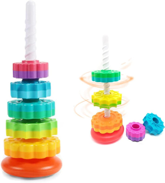 Baby Spin Stack Toy,Premium Stacking Toy for Kids,Baby Spinning Toy,Stacking Toy for Babies and Toddlers,Educational Toddler Learning Toys,Autism Spin Stack Toys,Rainbow Spinning Wheel Toys