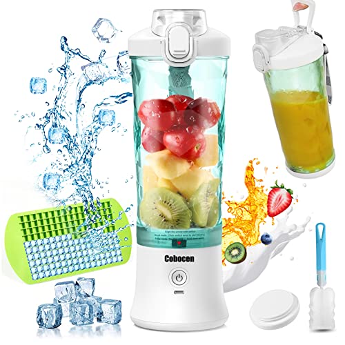 Amicool - Portable Blender with 6 Stainless Steel Blades, USB Rechargeable, 600ml Capacity