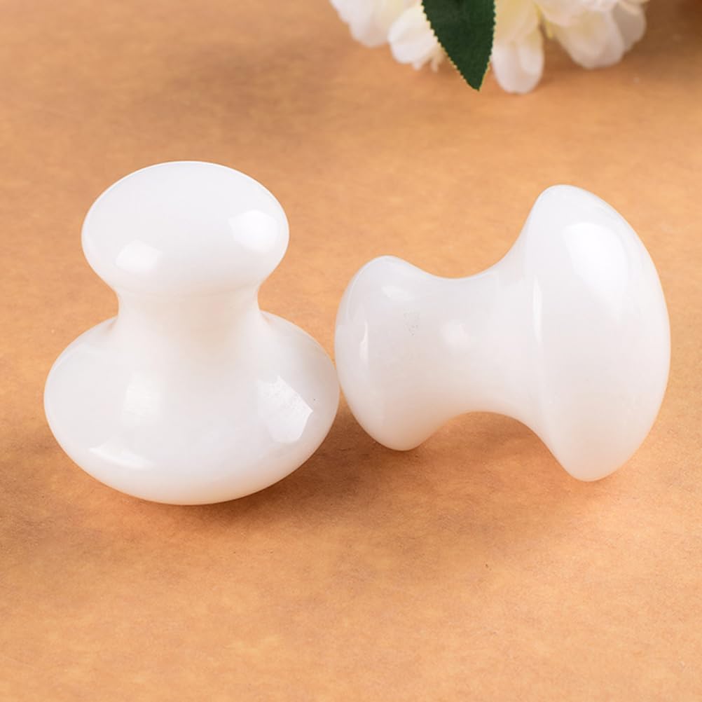 Uonlytech 2Pcs Gua Sha Facial Tools, White Jade Quartz Massage Gua Sha Rollers Stones Scraping Massage Tool for Women Home Spa - Medaid International