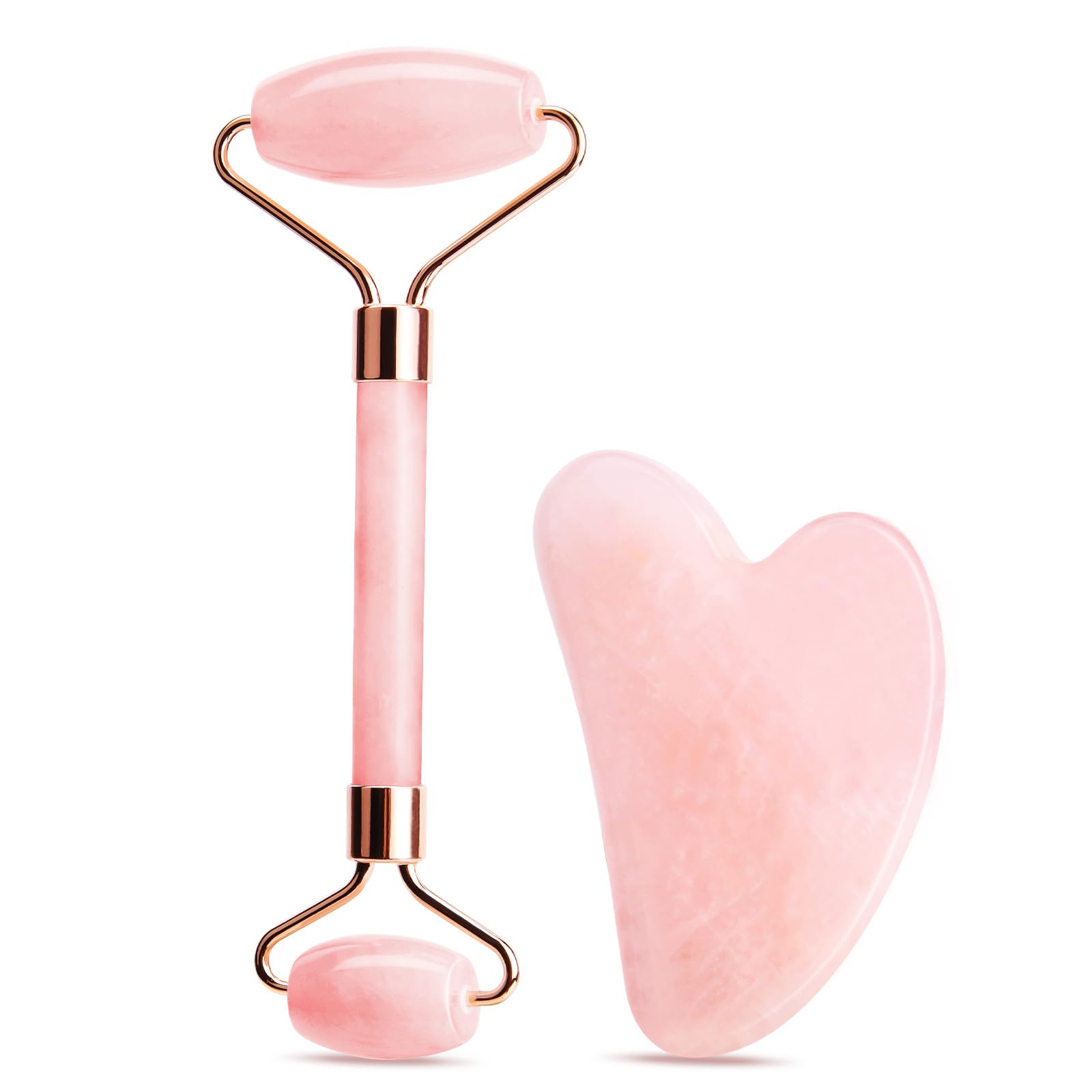 URAQT Gua Sha Facial Tools & Jade Roller Set for Face Guasha Tool for Face Ice Roller for Skin Care Gua Sha Stone Board Set for Reduce Puffiness and Improve Wrinkles Self Care Gifts(Pink) - Medaid International