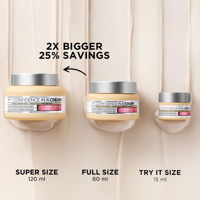 IT Cosmetics Confidence in a Cream - Hydrating & Anti Aging Face Moisturizer, Visibly Reduces Fine Lines & Wrinkles, Up To 48H Hydration, Repairs Skin Barrier, Squalane & Ceramides - 2 fl oz - Medaid International