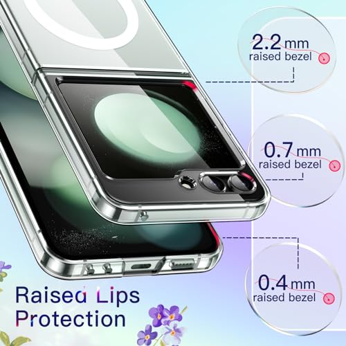 JETech - Magnetic Case for Galaxy Z Flip 5, MagSafe Compatible, Transparent Hard PC, Anti-Scratch