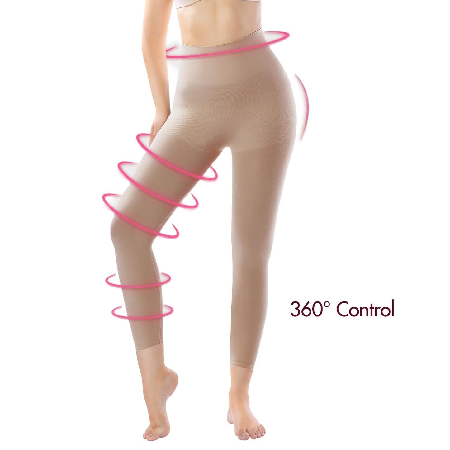 '+MD Shapewear for Women Tummy Control Seamless High Waisted Light Compression Footless Tights Leggings Body Shaper for HIPS and Thighs (Medium,Sienna) - Medaid International