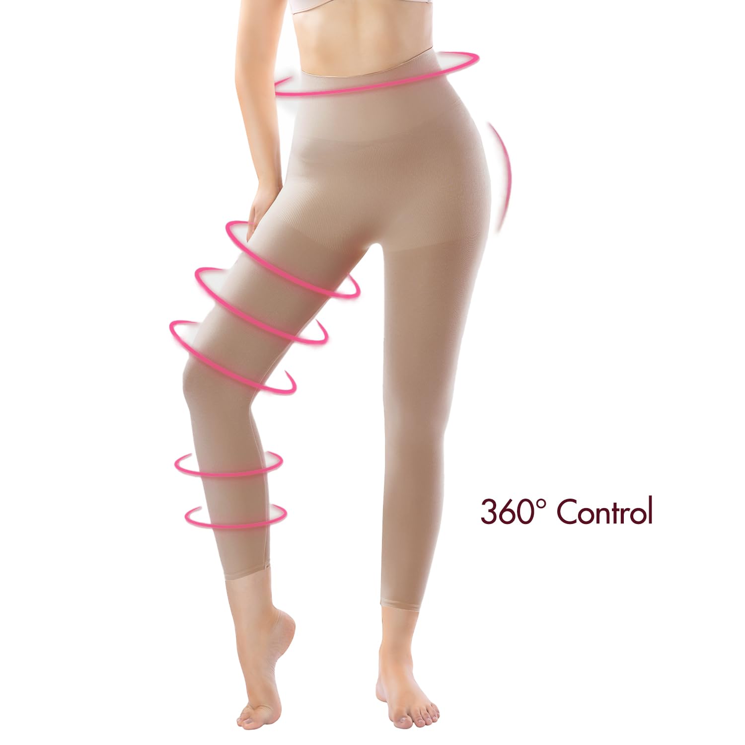 '+MD Shapewear for Women Tummy Control Seamless High Waisted Light Compression Footless Tights Leggings Body Shaper for HIPS and Thighs (Medium,Sienna) - Medaid International