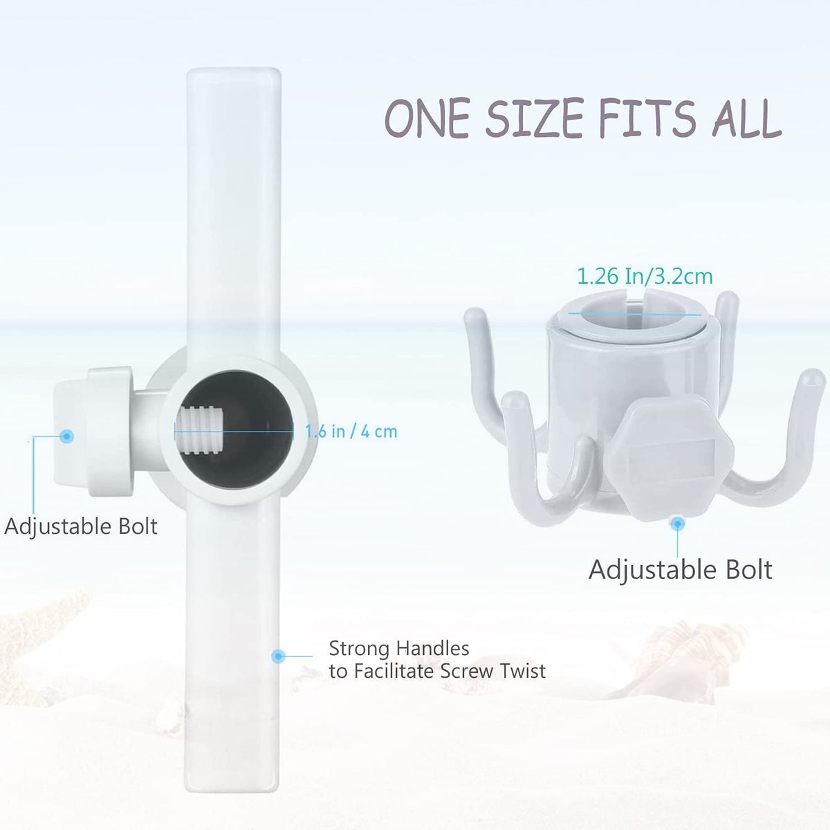 KASTWAVE Beach Umbrella Screw Sand Anchor Stand Holder, One Size Fits All, Umbrella Holder Stand Safe for Strong Wind with 4-prongs Hanging Hook