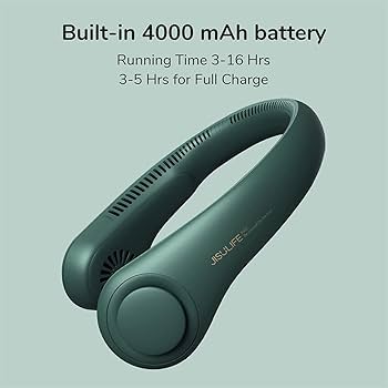 Portable Neck Fan, Hands Free Bladeless Fan, 4000 mAh Battery Operated Wearable Personal Fan, Leafless, Rechargeable, Headphone Design, USB Powered Desk Fan,3 Speeds - Medaid International