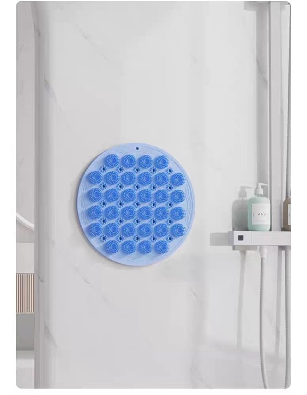 TERRIFI Back Silicone Scrubber for Shower Wall, Foot Shower Scrubber Mat Silicone Bath Massage Cushion Brush with Suction Cups