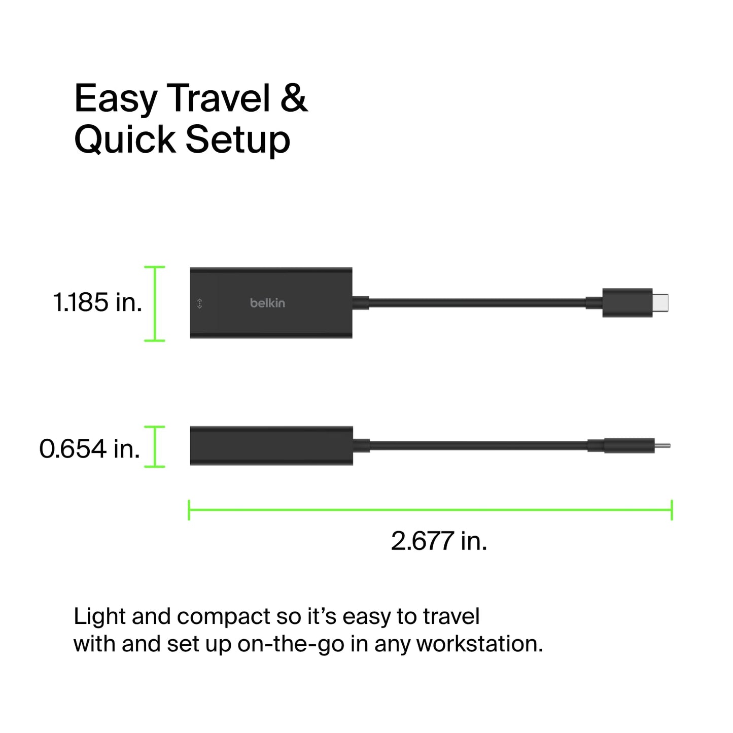 Belkin USB Type C to 2.5 Gb Ethernet Adapter, USB-IF Certified Thunderbolt 3 & 4 / USB-C to LAN Network Adapter Compatible with MacBook Pro/Air, iPad Pro, XPS, Surface, and Other USB C Devices - Medaid International