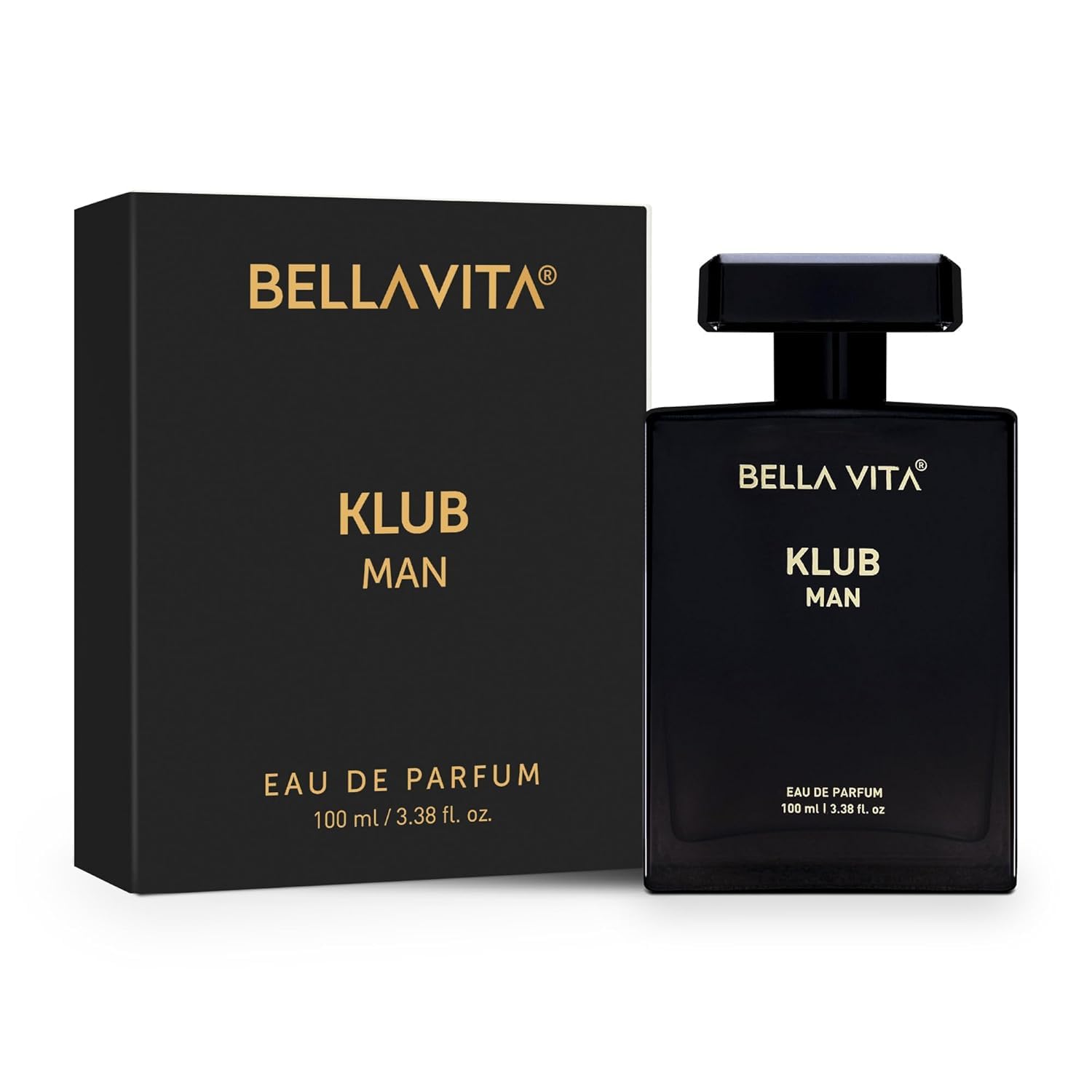 BellaVita Luxury KLUB Men's Eau De Parfum (100ml) | Intense, Masculine Party Perfume for Men | Notes: Lemon, Jasmine, Rose, Musk, Amber and Patchouli | Made with Premium Long-Lasting Perfume Oils - Medaid International