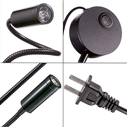 Wefoonlo - 3W Flexible Gooseneck LED Wall Light with Plug & Switch for Reading