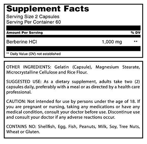 Amazing Formulas Berberine 1000mg Per Serving 120 Capsules Supplement | Non GMO | Gluten Free | Made in USA - Medaid International