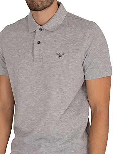 GANT Solid Pique Rugger Polo Shirt XXX Large Grey Melange - Medaid International