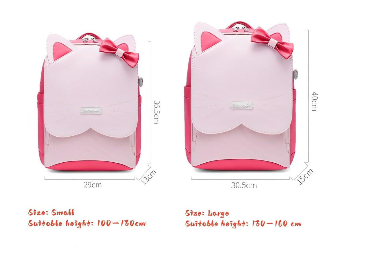 TERRIFI Kids Backpack, Cute Cat Face Waterproof School Bag, for Elementary School Grade 1-6, Widen Shoulder Strap, Comfort and Load Reduction, Reflective Shoulder Strap, for Girls Boys 100-130cm Tall