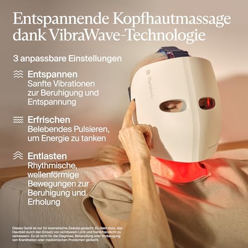 TheraFace Therabody Mask Glo - Cordless LED Skincare Face Mask with Red/Blue/Infrared Light & Relaxing Scalp Massage for Glowing, Healthier-Looking Skin - FDA Cleared - Gift for Mom/Gift for Dad|B0FW51KPT5