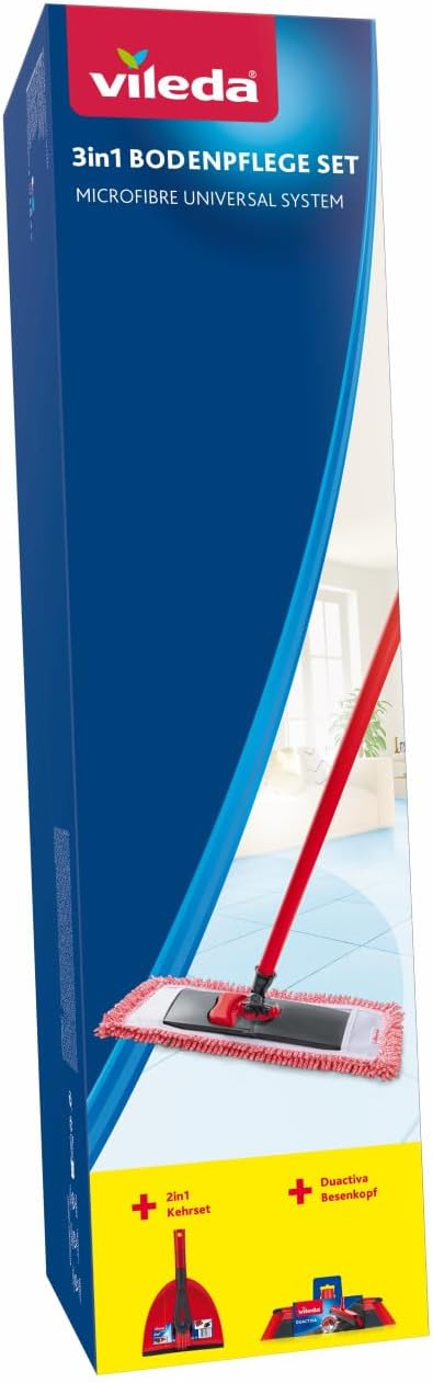 Vileda 3-in-1 Floor Care Set with Telescopic Handle