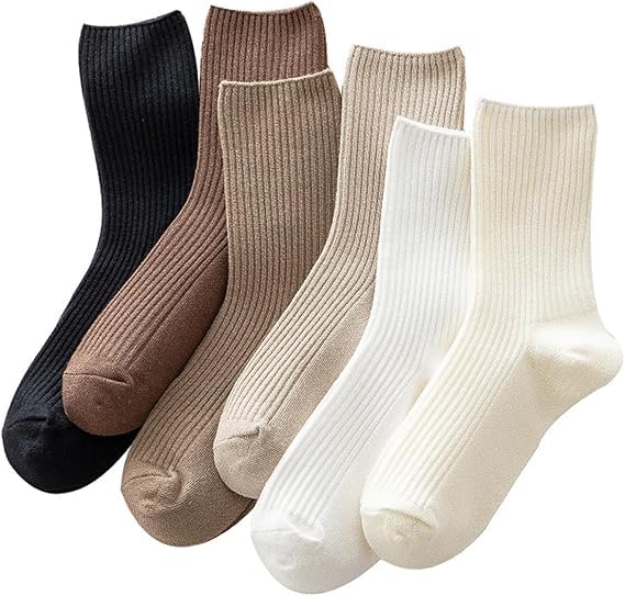 KASTWAVE 6 Pairs Women's Above-Ankle Crew Socks - Cotton Blend Solid Color Socks, Sweat-Absorbent & Cute Aesthetic Design, Casual Athletic Neutral Socks for Women, Girls, Ladies & Granola Girls