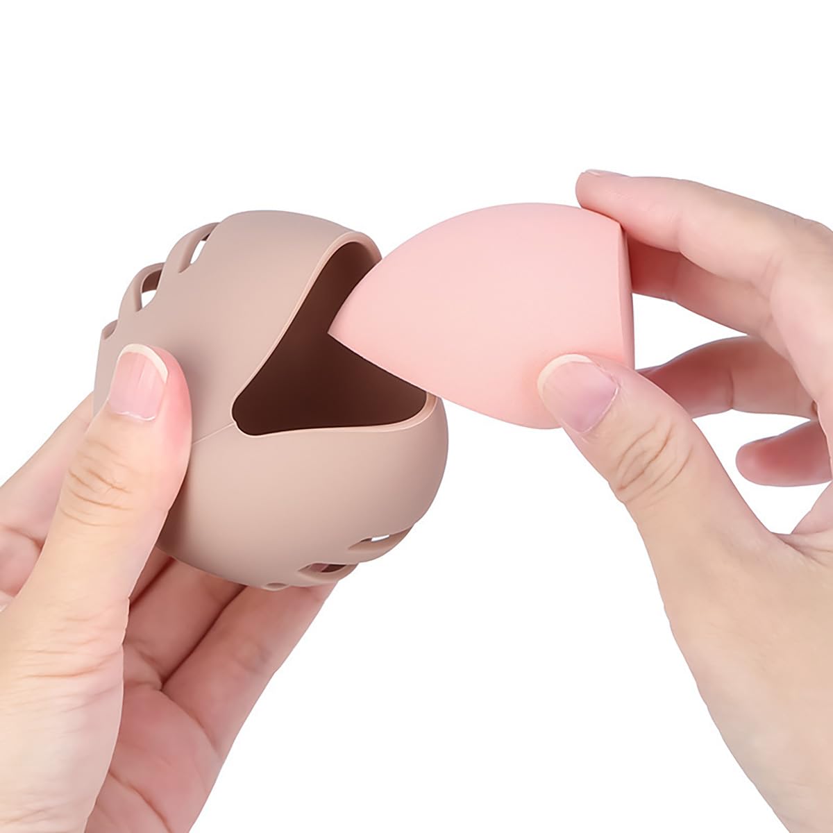 Silicone Makeup Sponge Holder, Breathable & Shatterproof Beauty Blender Case, Double-Sided 3-line Vented Design, Portable Travel Storage for Sponges(1 Pack Pink) - Medaid International
