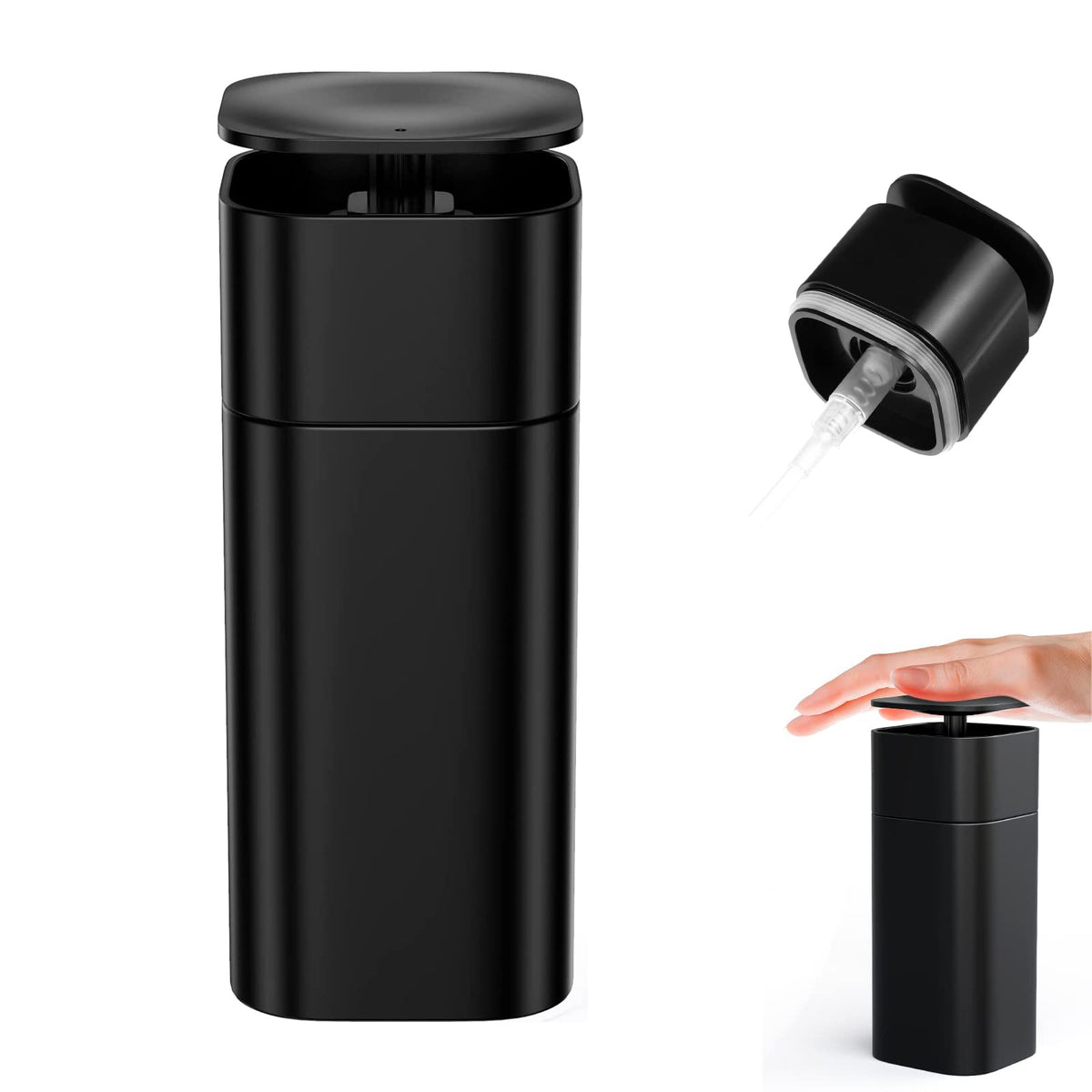 TERRIFI Push Down Pump Dispenser - 14oz Liquid Dispenser Bottle, Ideal for Cosmetics, Body Wash, Hand Soap, Shampoo, Makeup Remove - Travel Size (400ml Black)