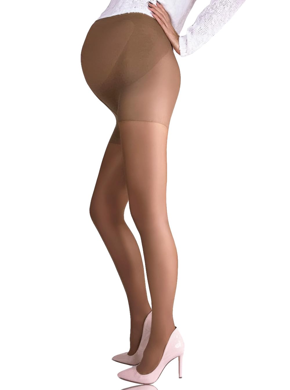 Mila Marutti Maternity Tights for Women - Premium Pregnancy Stockings - Pantyhose for Pregnant Women - Natural, M - Medaid International