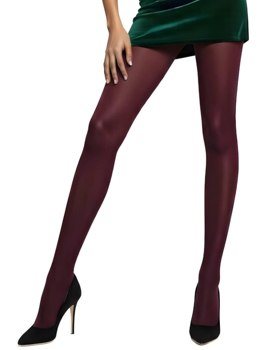 Mila Marutti Burgundy Tights for Women - Elegant and Comfortable Tights for Women - Semi Opaque Hosiery Stockings - Burgundy, M - Medaid International