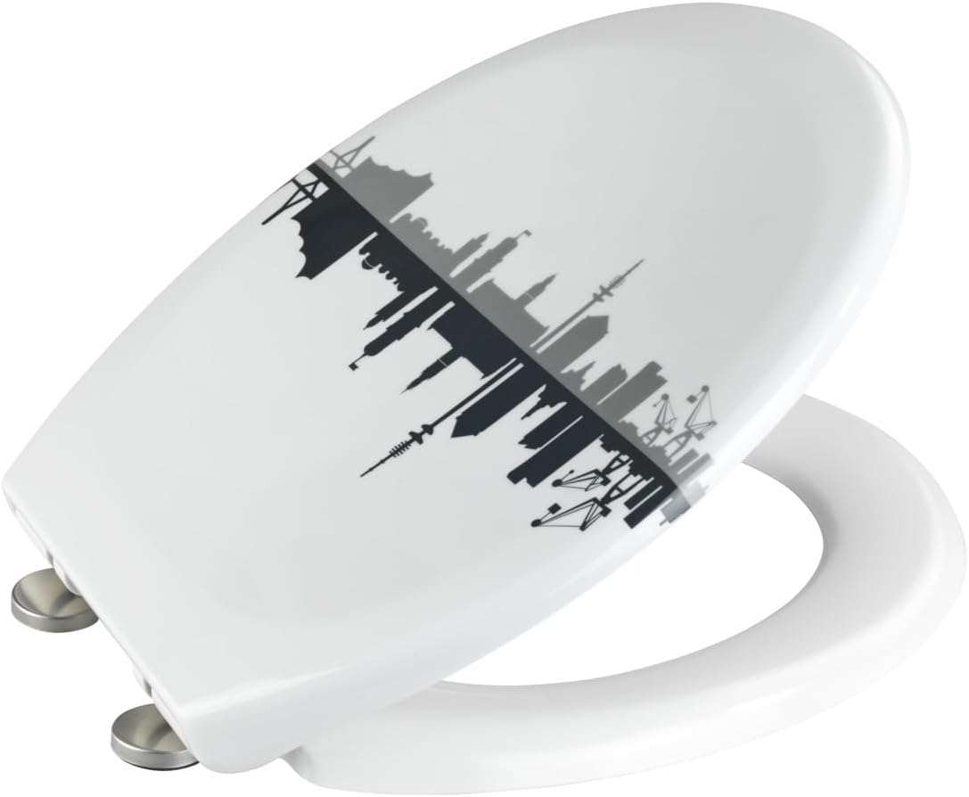 Toilet Seat Premium Duroplast Design with Soft-Close Mechanism (City) By Wenko.de