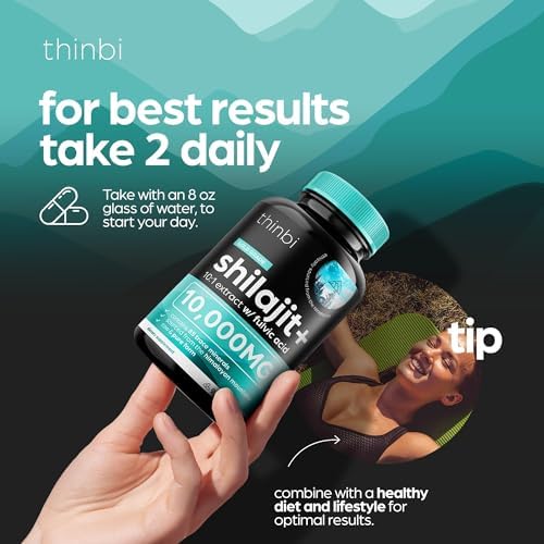 Thinbi Pure Himalayan Shilajit Organic Capsules with Fulvic Acid & Trace Minerals - 90 Count - Medaid International
