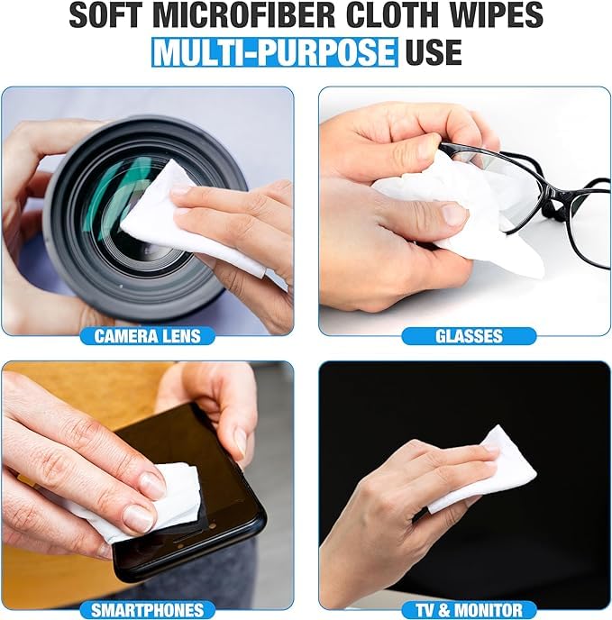 Mirfa, Lens Wipes for Glasses, 220 Piece Pre-Moistened Lens Cleaning Wipes, Individually Wrapped Microfiber Cleaning Cloth, Glasses Cleaner Wipes for Eyeglasses Camera Lens Tablets Phone Screen - Medaid International