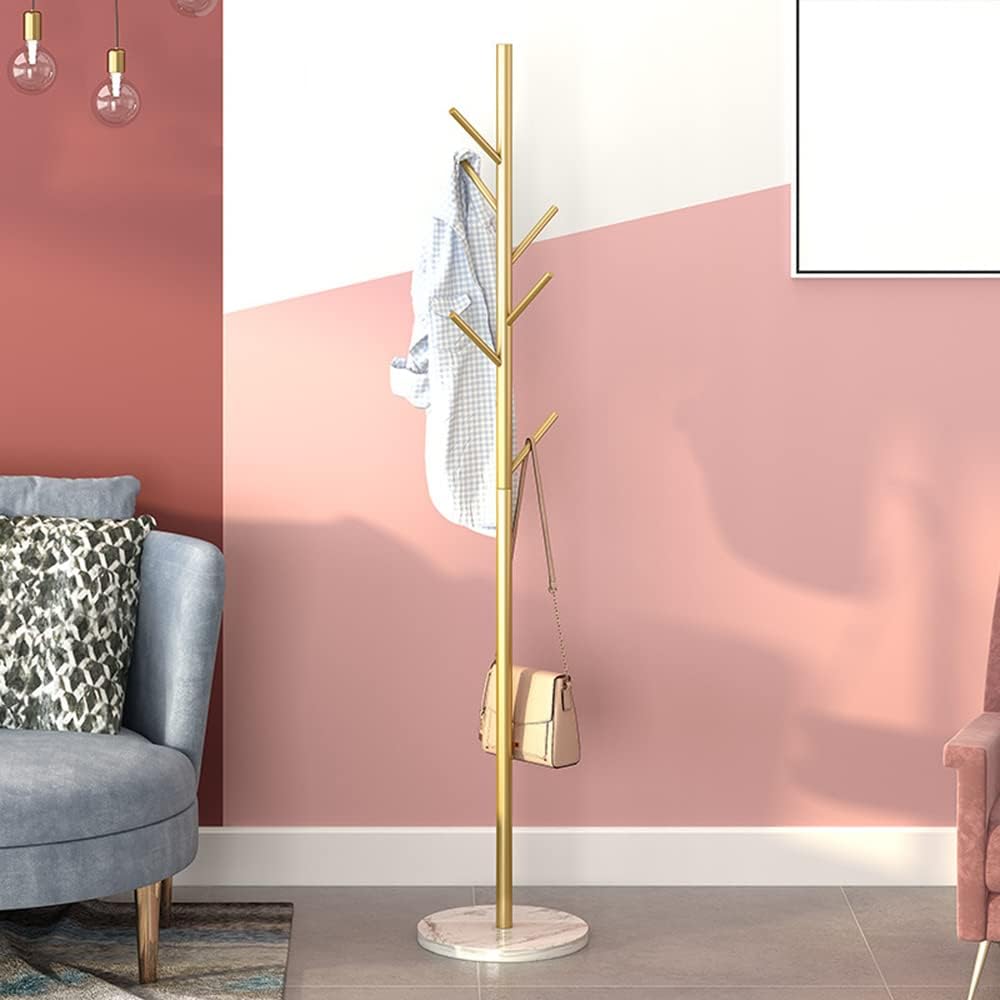 n Gear Coat Rack Coat Racks Free Standing Hat Rack Clothes Stand Coat Tree Coat Hanger (Gold-Tree Shape) - Medaid International