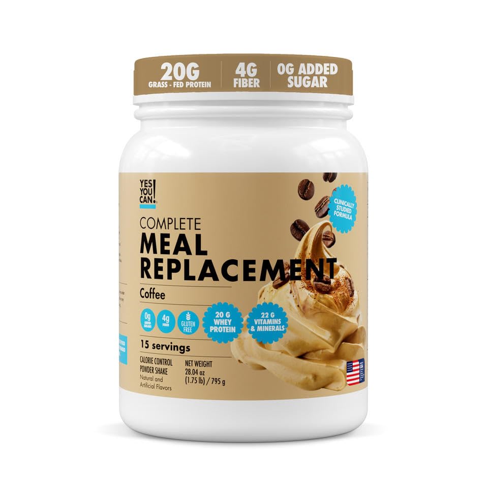 Yes You Can! Meal Replacement Shake - 20G Protein, 4G Fiber, 21 Vitamins & Minerals, 0G Added Sugar - Meal Replacement Protein Powder - Complete All-in-One Nutrition - 15 Servings (Coffee) - Medaid International
