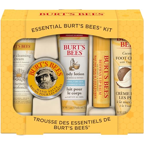 Burt's Bees Gifts Ideas - Essential Everyday Beauty Set, 5 Travel Size Products - Deep Cleansing Cream, Hand Salve, Body Lotion, Foot Cream and Lip Balm - Medaid International