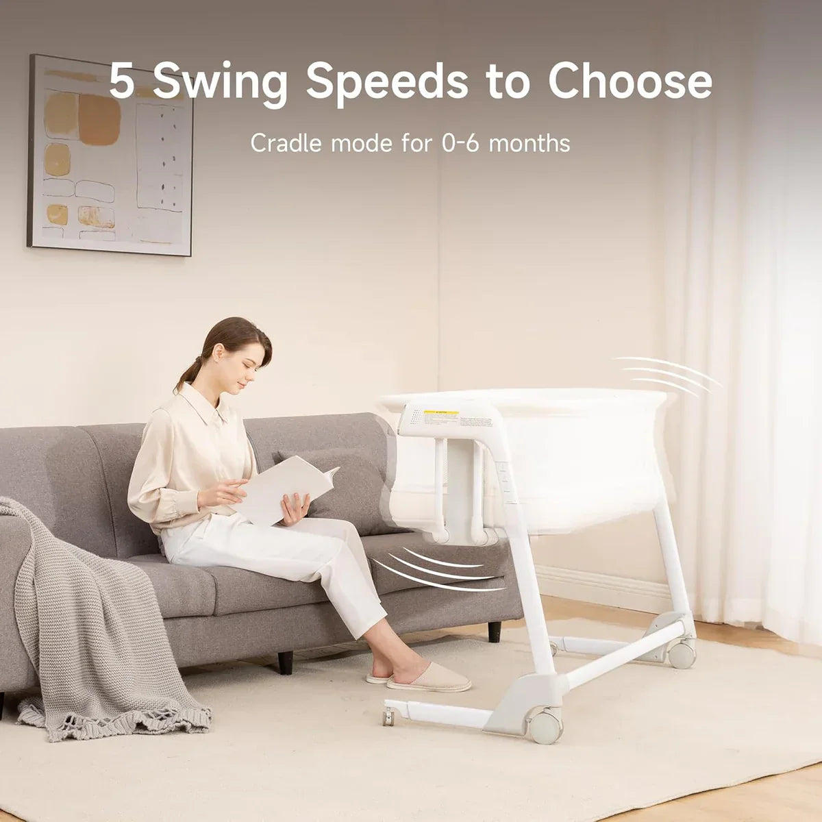 Miila - Nova Smart Snoothing Bassinet - 2in1 Baby Bassinet & Playpen - White